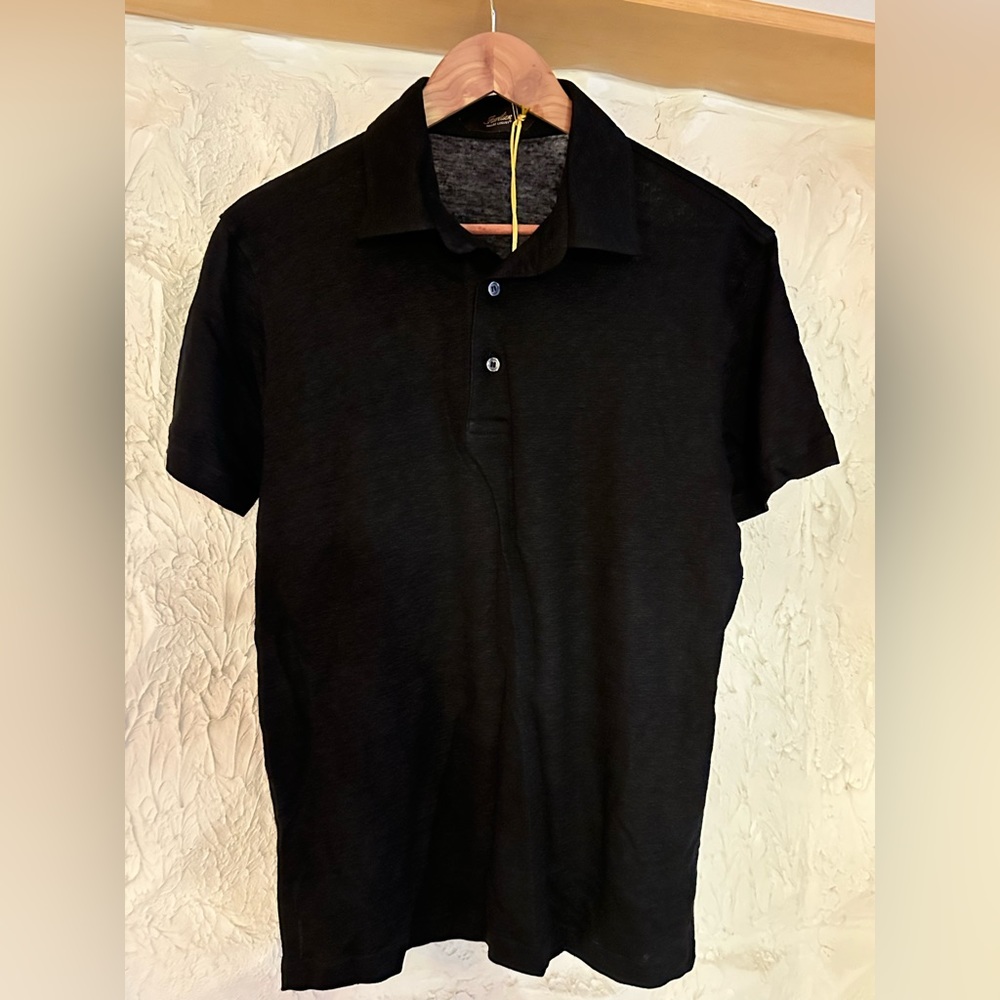 Aurélien Mens Linen Polo shirt Navy Blue- L